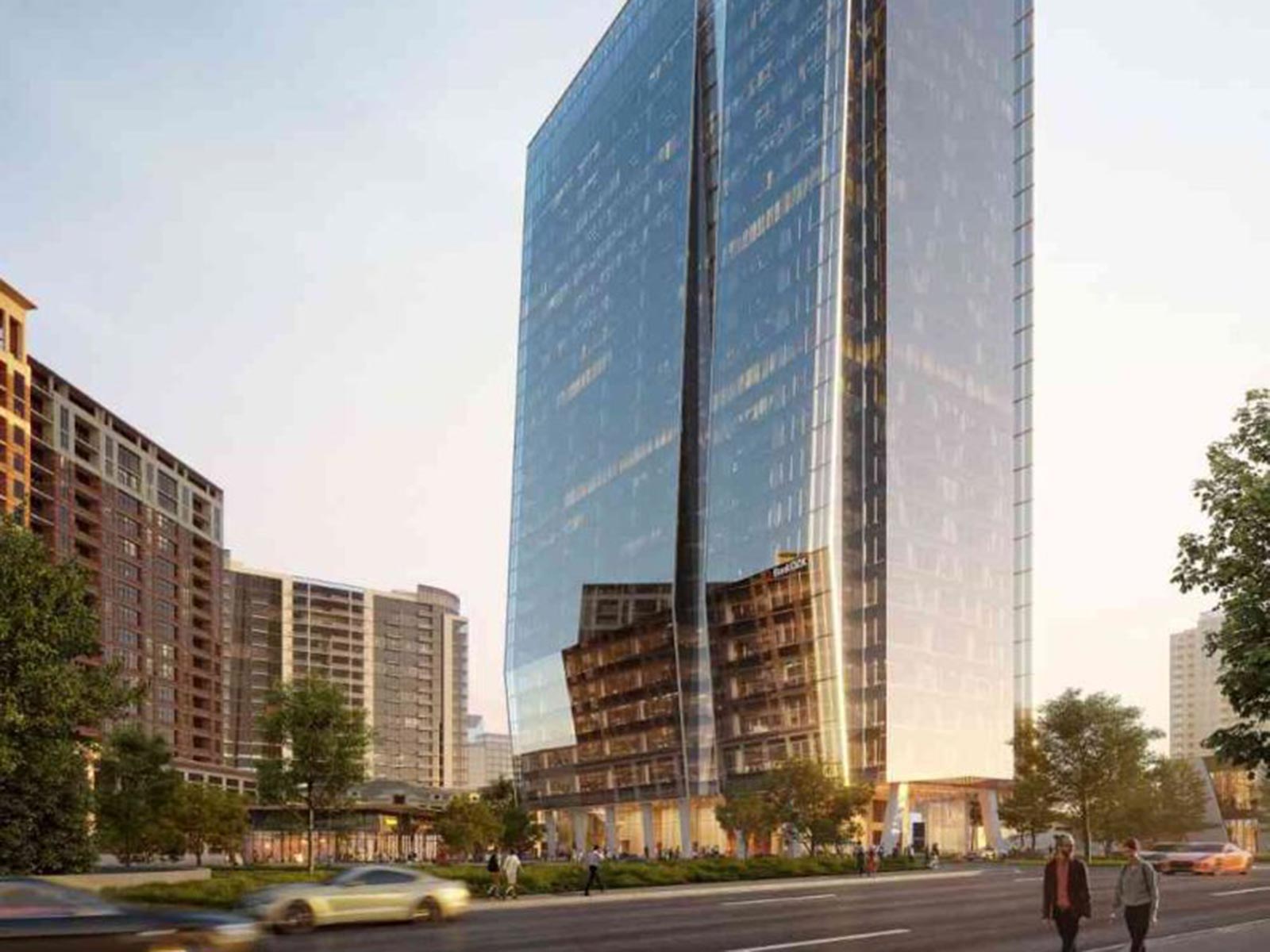 Rendering of the 23 Springs office tower in Dallas, featuring specialty foundations and earth retention work by Oscar Orduno, Inc..