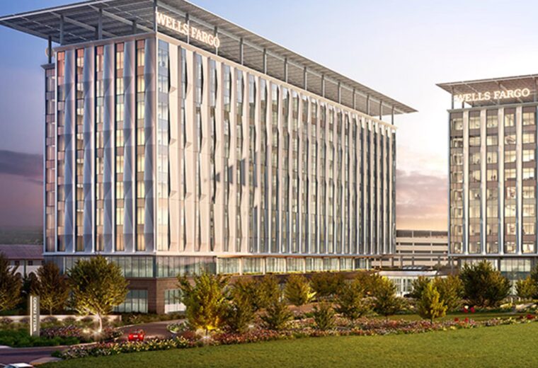 Rendering of the Wells Fargo corporate campus in Irving, TX, supported by Oscar Orduno, Inc. specialty foundations and earth retention.