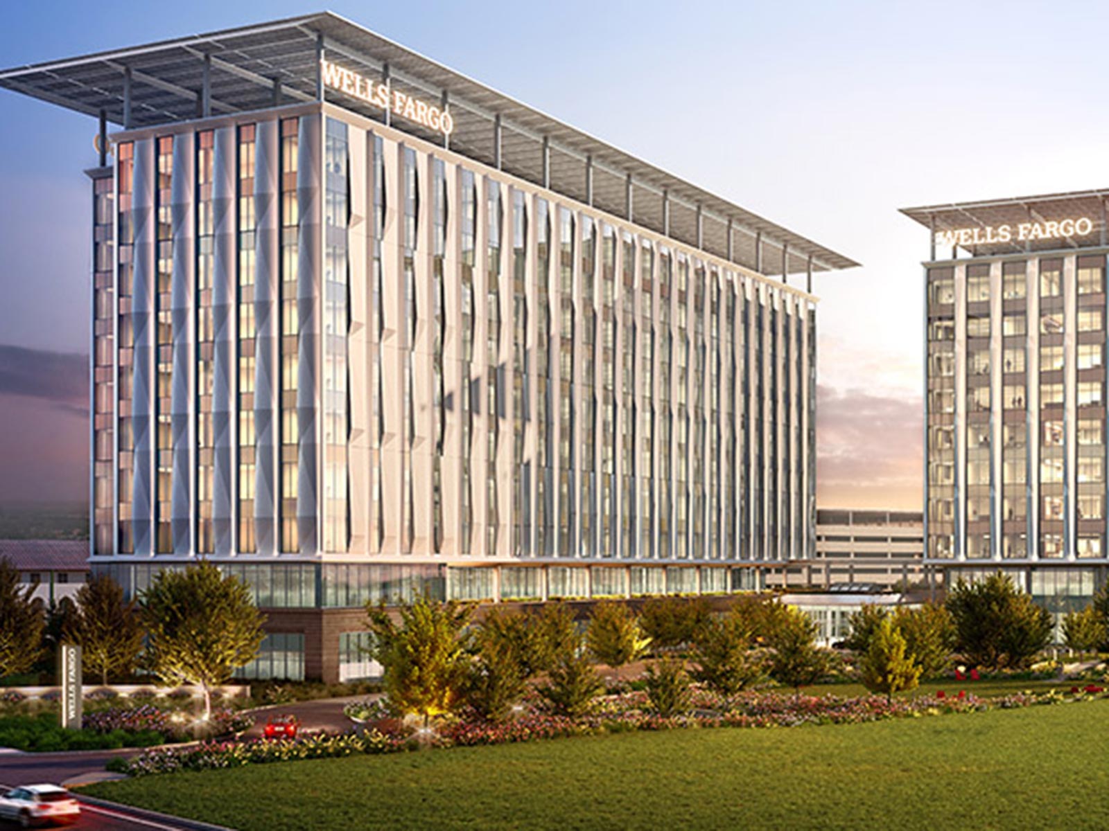 Rendering of the Wells Fargo corporate campus in Irving, TX, supported by Oscar Orduno, Inc. specialty foundations and earth retention.