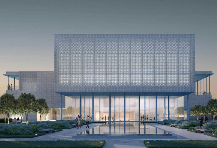 Rendering of the Ismaili Center in Houston, featuring specialty foundations and earth retention work by Oscar Orduno, Inc..