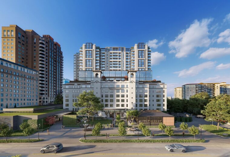 Rendering of the Maple Terrace redevelopment in Dallas, featuring specialty foundations and earth retention work by Oscar Orduno, Inc..
