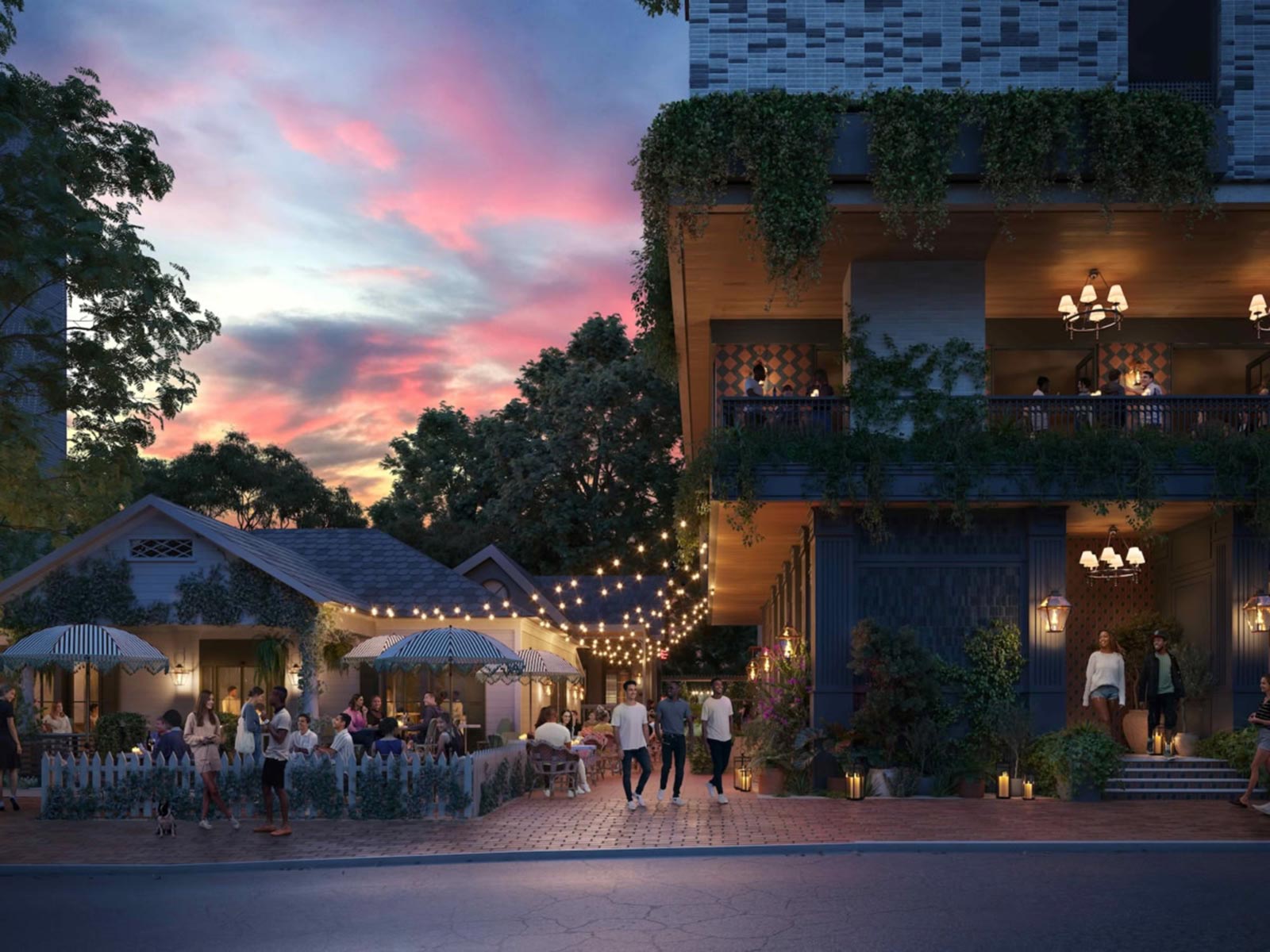 Street-level architectural rendering of a luxury apartment complex supported by Oscar Orduno, Inc. geotechnical and foundation engineering.