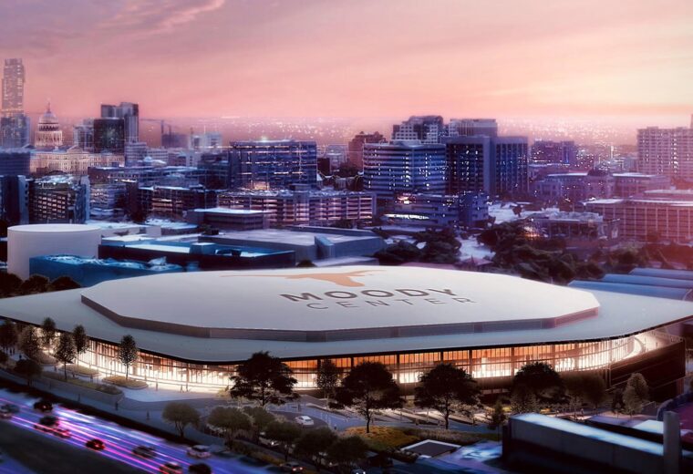 Rendering of the Moody Center at the University of Texas at Austin, featuring geotechnical and specialty foundation work by Oscar Orduno, Inc..